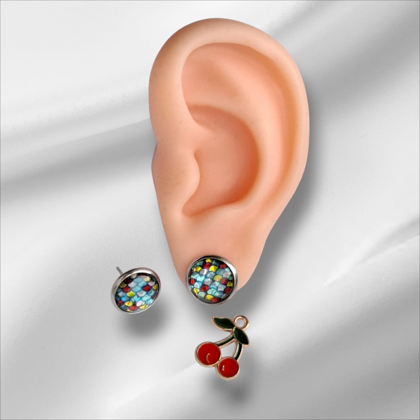 Cabochon Ohrstecker 12mm Glitzer