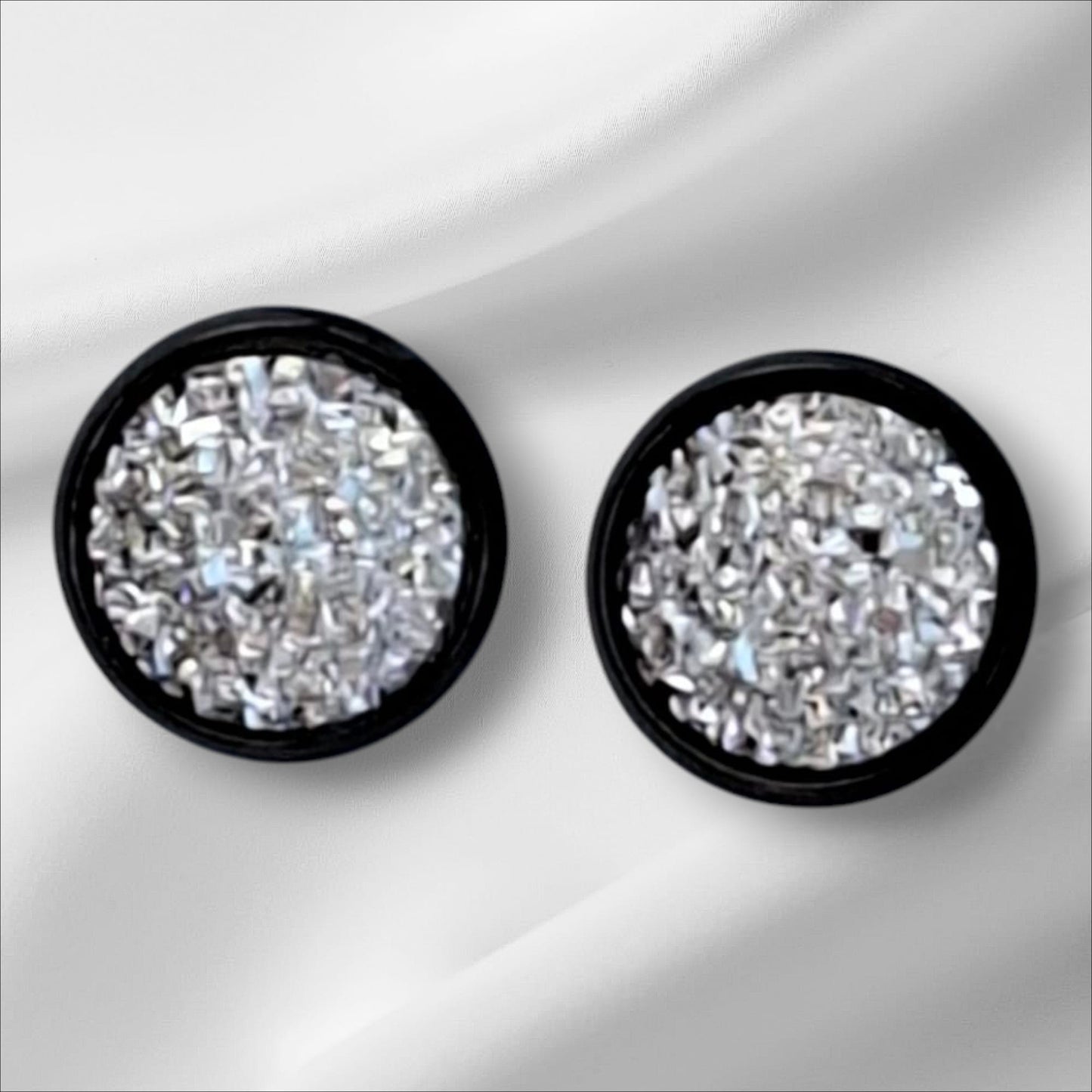 Cabochon Ohrstecker 12mm Fein Grob Kristall