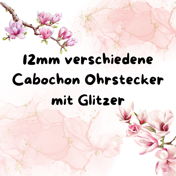 Cabochon Ohrstecker 12mm Glitzer