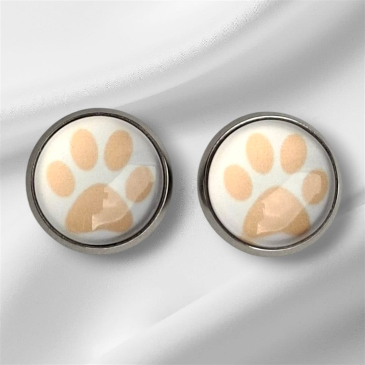 Ohrstecker Cabochon Pfoten 12mm