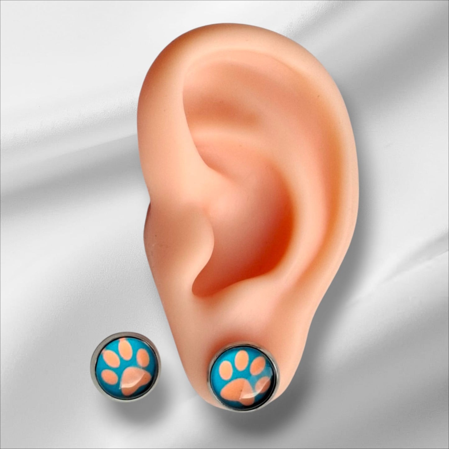 Ohrstecker Cabochon Pfoten 12mm