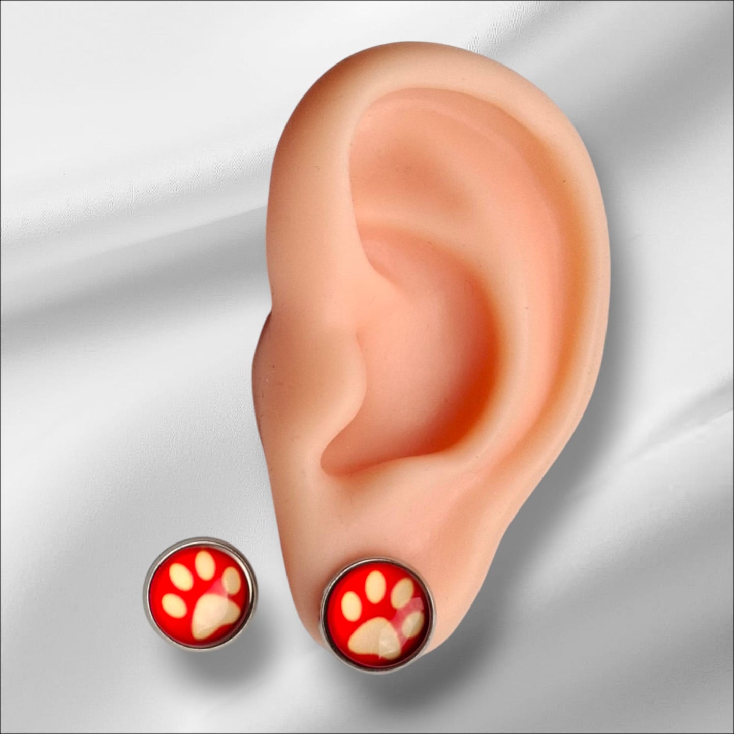 Ohrstecker Cabochon Pfoten 12mm